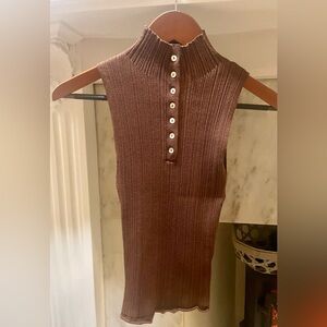 Forever 21 Chocolate Brown Knit High Neck Tank